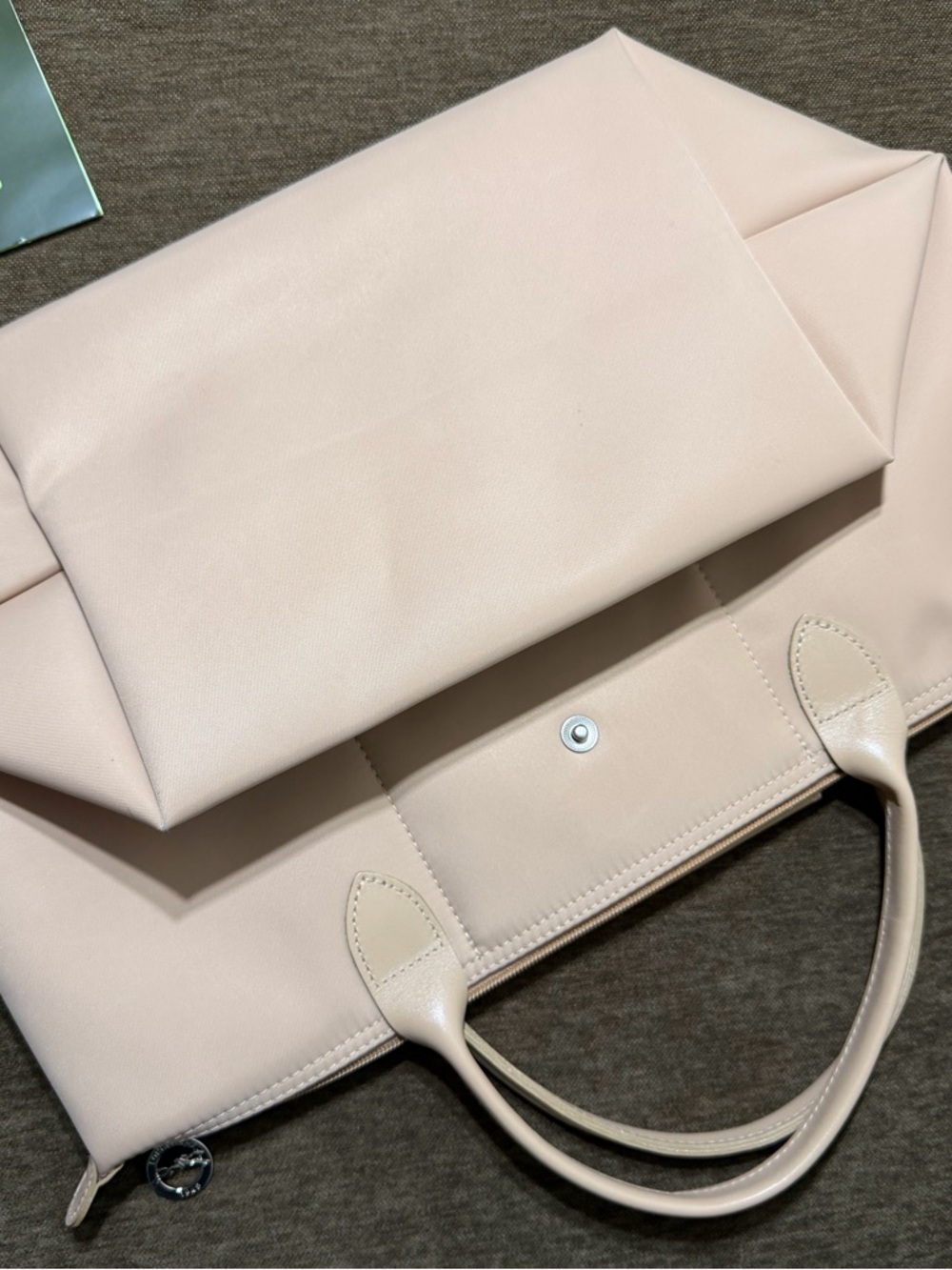 Longchamp Beige Leather Le Pliage Cuir Tote with Pouch - Picture 7 of 11